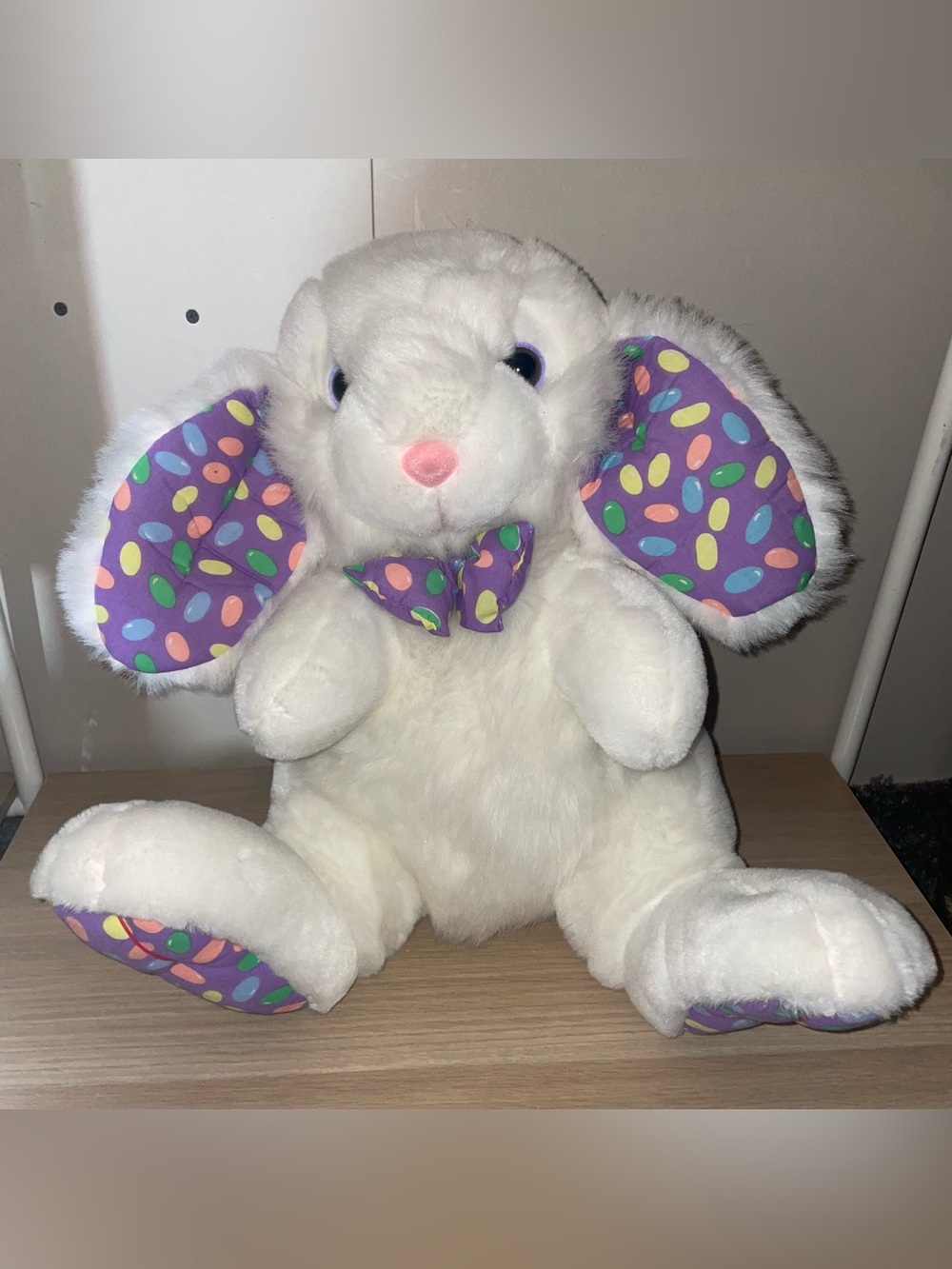 Vtg. White Easter BUNNY RABBIT Plush Animal JELLYBEAN